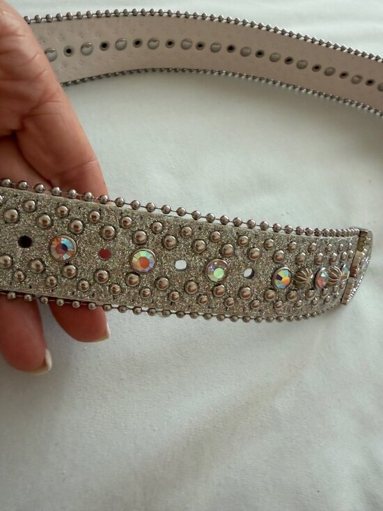 Western-style Rhinestone Belt Glitter Silver Size 32-39 Cowboy Statement Bling main image 10